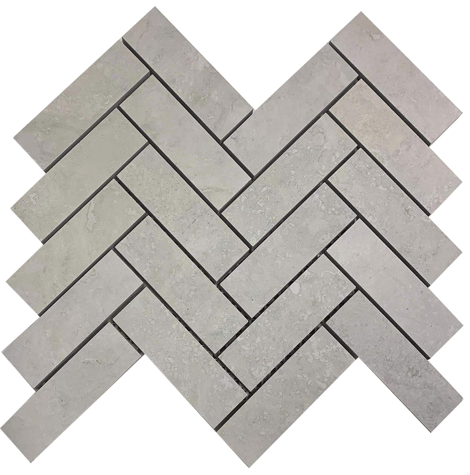 Travertine Light Grey Herringbone Mosaic Matt 320x268 Elegance Tiles